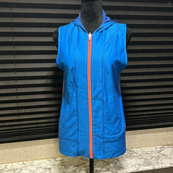 Under Armour Other - Under Armour Girls Youth Blue & Orange Hooded Zip Front Reversible‎ Vest YXL